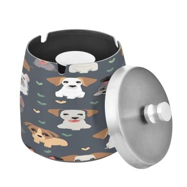 Imagem de Blueangle Cinzeiro de desenho animado para cães com tampa para cigarros, à prova de vento/chuva, aço inoxidável, sem fumaça, inodoro, cinzeiro para uso interno ou externo (524)