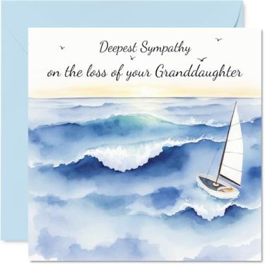Imagem de Stuff4 Cartão de simpatia Loss of Granddaughter - Vela ao pôr do sol - Cartões de luto de luto para adultos, cartões de felicitações de 14 cm de condolências pensando em você