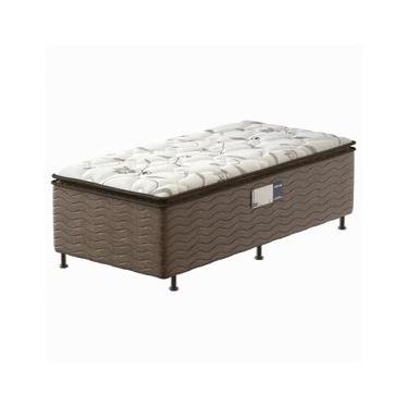 Imagem de Cama Box Conjugada de Solteiro PROdormir Gray com Pillow Top e Espuma D28 50x88x188 cm – Branco/Marrom