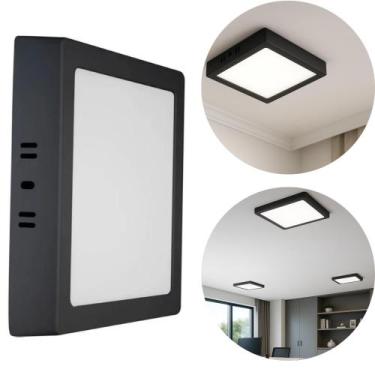 Imagem de Plafon Painel LED 18W Slim Sobrepor Preto Bivolt 3000K 4100K 6500K Blu