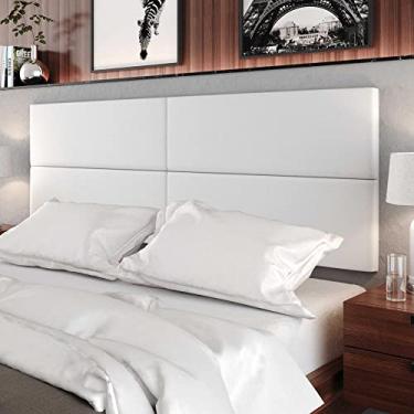 Imagem de Cabeceira Estofada Para Cama Casal Box 1,40 Capri - Corino Branco - Lojas Rpm