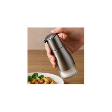 Imagem de Porta Temperos Vidro e Aço Inox, 320ml, Bico Dosador Retrátil, 8,5 x 6,7 cm, Inox