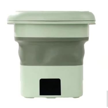 Imagem de Mini máquina de lavar roupa dobrável portátil moderna máquina de lavar automática roupa mini lavadora de roupas(VERDE COM CESTO 6.5L)