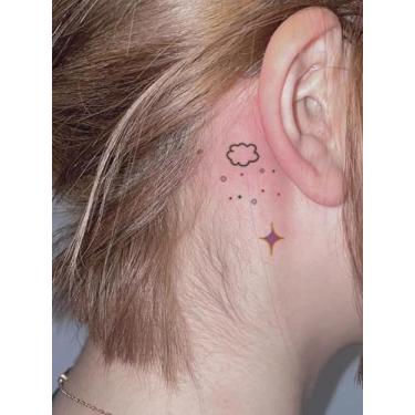 Imagem de 2 peças tatuagem minimalista dopamina borboleta floral sorridente planeta festa presente de feriado dedo braço ombro clavícula perna temporária impermeável tatuagem adesivo