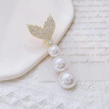 Imagem de Clipe de cabelo cauda de peixe sereia pérola glitter diamante bico de pato