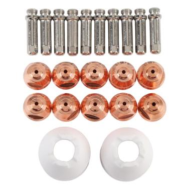 Imagem de Jiawu Kit de Eletrodo de Ponta de Tocha de Corte PCH-51 Conjunto Prático Com Bicos e Eletrodos, Aplicável para Trabalhos de Soldagem, Material de Latão