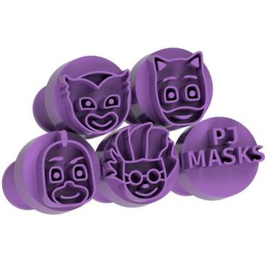 Imagem de Kit Carimbo Marcador Brigadeiros PJ MASKS Molde Festa Confeitaria Aniv
