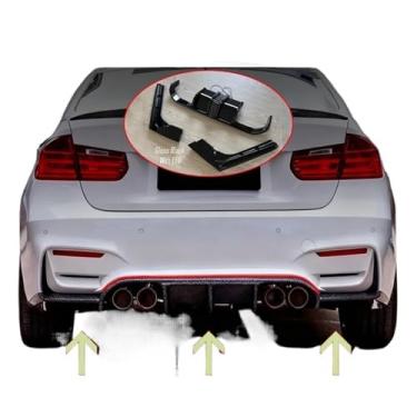 Imagem de Compatível com BMW Série 3 F30 M3 Modificado 2012-2018 Difusor de Para-choque Traseiro, Spoiler Inferior, Protetor de Lâmina, Tampa Traseira, Kits de Carroceria para Tuning(Carbon Look With LED)