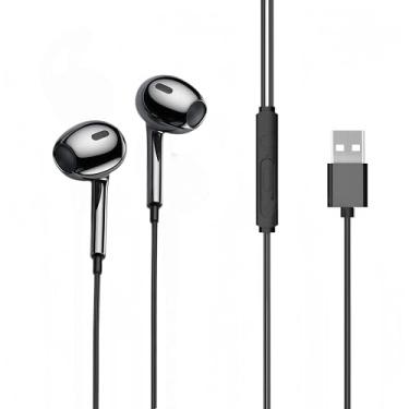 Imagem de Fone de ouvido USB com microfone para PC, laptop, fones de ouvido USB com controle de volume mudo, graves estéreo para PC, desktop, Dell, HP, Acer, reuniões/música, escola, preto 2,5 m