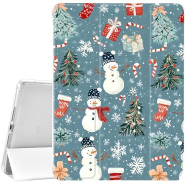 Imagem de JOYLAND Capa branca para iPad 7ª/8ª/9ª geração (2019/2020/2021) 10,2 polegadas, com porta-lápis - despertar/hibernar automaticamente, linda estampa natalina, antiarranhões, à prova de choque, capa