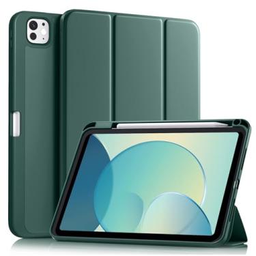 Imagem de Akkerds Capa para iPad Pro de 11 polegadas (M5/M4) 2025/2024 6ª/5ª geração com suporte para lápis, capa protetora para iPad Pro de 11 polegadas com suporte de três dobras/parte traseira de TPU macio