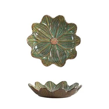 Imagem de Prato de jantar de cerâmica para armazenamento de pratos criativos prato de peixe restaurante família bandeja de armazenamento de jantar folha de flores