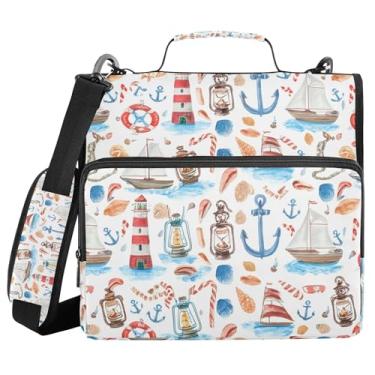 Imagem de xigua Fichário com zíper para veleiros com alça de ombro e alça para transporte fácil, fichário de 3 anéis de 3 cm para escola, painel de expansão e arquivo expansível