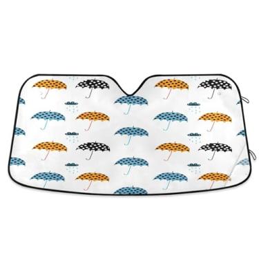 Imagem de Qilmy Para-brisa de carro, guarda-chuva de desenho animado colorido, protetor de viseira dobrável, mantém fresco, bloqueia raios UV e acessórios para proteger carros, SUVs, caminhões-(M) 151