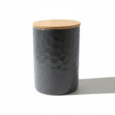 Imagem de Pote Hermético Grande Cerâmica Stoneware Bambu 2,1L Preto - Ricca Hous
