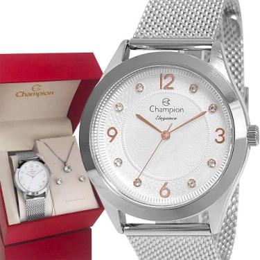 Imagem de Relógio Champion Feminino Prata Analógico Prova Dágua Luxo