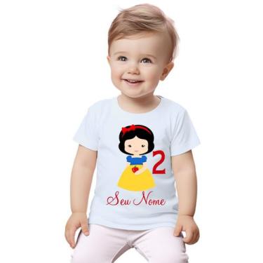 Imagem de Camiseta Branca de Neve Maçã Camisa Personalizada Blusa Infantil e Juv