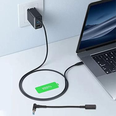Imagem de Adaptador USB C para CC PD 100W Tipo C para DC 4,5 x 0,6 mm Adaptador de carregamento de extensão de porta para laptop HP 4,5 x 0,6 mm