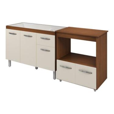 Imagem de Armário Gabinete pia de 120 cm Anitta com Balcão multiuso micro-ondas 