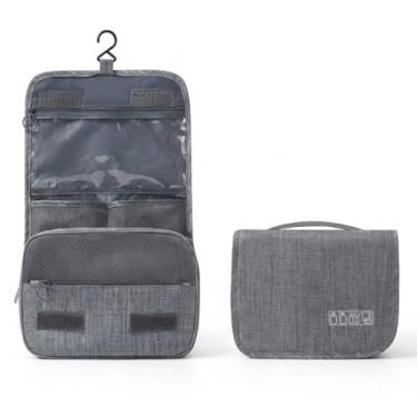 Imagem de Bolsa de higiene para pendurar para homens e mulheres, grande organizador de viagem com separação a seco e molhado, estojo de maquiagem cosmética resistente à água e kit de barbear para banheiro