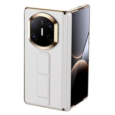 Imagem de LTLMYDAM Capa com tudo incluído para Huawei Mate X7, capa de couro genuíno estilo comercial protetor de tela com alça de dedo deslizante, branca, Mate X7