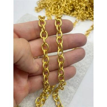 Imagem de Corrente Cadeado de Alumínio Anodizado na Cor Ouro - 1 Metro - 2,50mm 