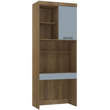 Imagem de Bancada De Estudos Modulada 90cm 1 Porta E 1 Gaveta Paris Luciane Móveis Avelã Pf Com Grey Sky Pf