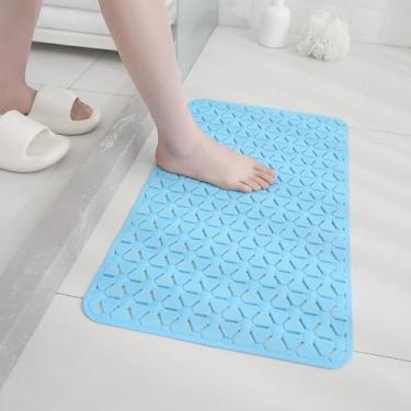 Imagem de Tapete Antiderrapante para Box Banheiro com Ventosas 40x70cm – Tapete de Chuveiro Massageador para Pés Segurança Antiescorregante (Azul Cilicone)