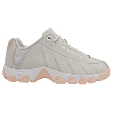Imagem de K-Swiss Tênis feminino ST329 CMF, tênis largo de couro para caminhada, Cogumelo ostra/camafeu rosa/branco, 38