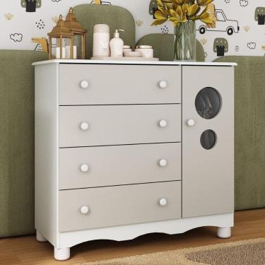 Imagem de Cômoda Infantil 95cm 1 Porta com Vidro e 4 Gavetas Suspiro Multimóveis MP4459