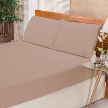 Imagem de Jogo De Cama Ponto Palito Percal 180 Fios Elegance Solteiro 02 Peças - Caqui