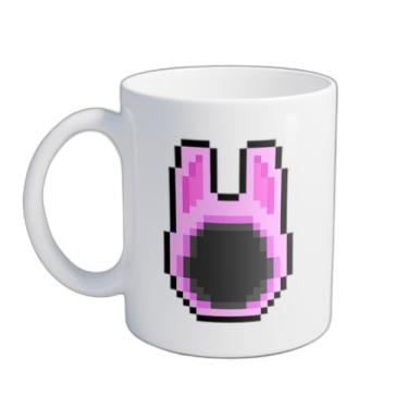 Imagem de Caneca Xícara de Café Porcelana 300ml Com Desenho Capuz de Coelho Rosa