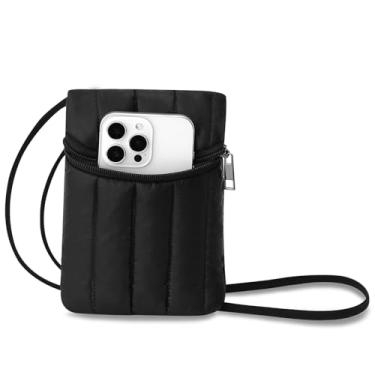 Imagem de BBORGDC Bolsas de telefone com alça transversal, bolsas transversais pequenas acolchoadas para mulheres, bolsas pretas sobre o ombro para uso diário, caminhada, viagem, presente de design original