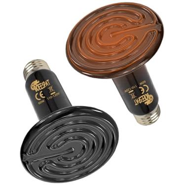 Imagem de BOEESPAT Lâmpadas De Aquecimento Para Répteis De 60 W Com Eficiência Energética, Pacote Com 2 Emissores De Calor De Cerâmica Para Tartaruga, Dragão Barbudo, Lagarto, Iguana, Réptil (Preto, 60 Watts)