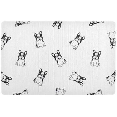 Imagem de TSENQUE Tapete de porta personalizado para cães buldogue francês Halloween tapete de porta externo, tapete de porta da frente lavável tapetes de entrada internos para casa, 81 cm x 50 cm