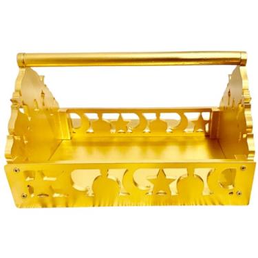 Imagem de Cesta com tema do Ramadã/bandeja de frutas – Cesta decorativa de MDF, elegante mesa de exibição (ouro)
