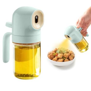 Imagem de Pulverizador de óleo de 180 ml para cozinhar, dispensador de óleo 2 em 1 para cozinha, dispensador de azeite de oliva para utensílios de cozinha, fritadeira a ar, salada, churrasco (verde)