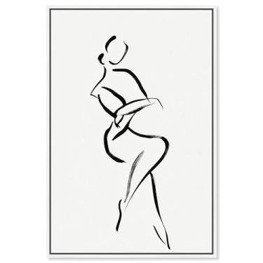 Imagem de Pose de tinta preta I arte de parede minimalista impressa em tela por Art Remedy, moldura branca, 50 x 76 cm