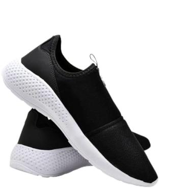 Imagem de Tênis Sapatilha Caminhada Neoprene Leve Macia Confortável Academia Fitness + Relógio + Carteira - Preto+branco - 37