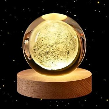 Imagem de Luminária LED de Mesa – Bola de Cristal 3D Space Brilhante (Lua Cheia)