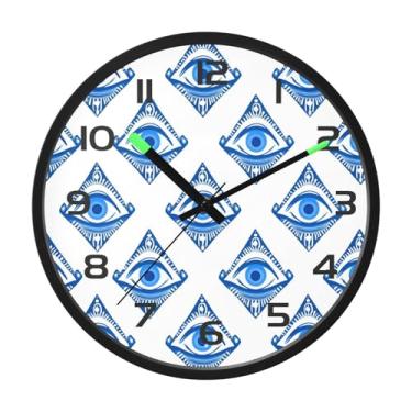Imagem de CEBUGI Relógio de parede com luz noturna de 30,5 cm que brilha no escuro com sensor de voz, padrão de olho que tudo vê, relógios de parede operados por bateria para decoração de quarto e sala de estar