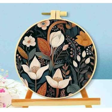 Imagem de Kits de ponto cruz de flores para adultos iniciantes, kits de ponto cruz contado, costura impressa, padrões fofos, dimensões, bordado, artesanato, kits de bordado para adultos iniciantes 19,8 x 19,8