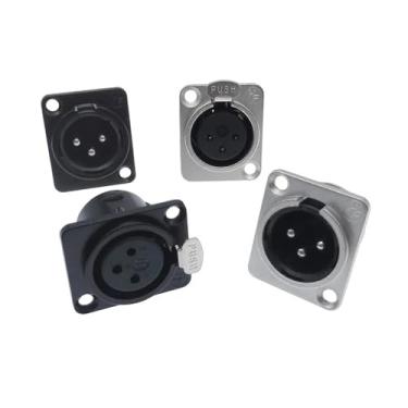 Imagem de 1 peça soquete XLR de 3 pinos de metal YS145 YS146 macho fêmea para conector de microfone YS145BG YS146BG (macho prateado)