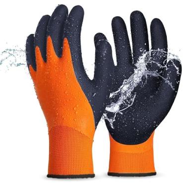 Imagem de Luvas impermeáveis para homens e mulheres, isolamento térmico, luvas de trabalho de inverno para clima frio com aderência para trabalho ao ar livre e deslocamentos, laranja