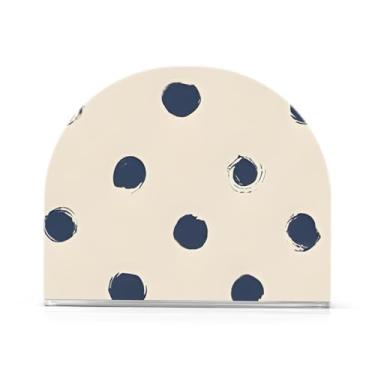 Imagem de Porta-guardanapos bege simples de bolinhas azuis para mesa de cozinha, suporte de guardanapos de papel, pacote com 2, porta-guardanapos de coquetel