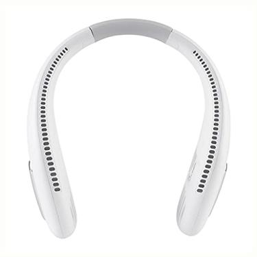 Imagem de AEWFRRV Mini ventilador de pescoço sem lâminas pendurado ventilador de pescoço ventilador portátil sem folhas silencioso USB recarregável ventiladores de pescoço refrigerador de ar (cor: verde) yubin1993 (cor: branco)