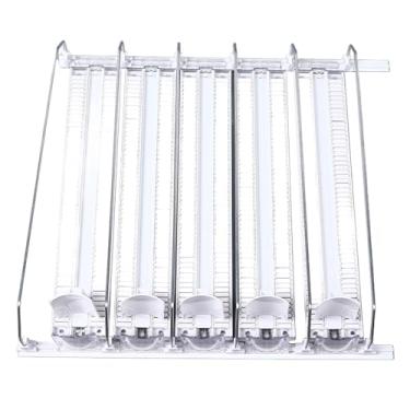 Imagem de GLOGLOW Armazenamento de Cozinha Material ABS, Branco, Organizador de Lata de Refrigerante Auto-empurrável, Ajustável para Latas e Garrafas, Dispensador de Bebidas para Geladeira Com 5 Unidades, Nan