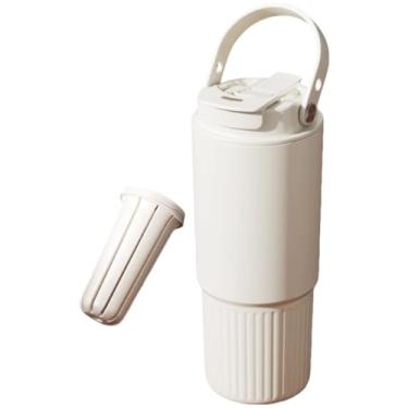 Imagem de jiajiubai Caneca de 765 g com alça, canudo e ralo de chá | Com boca de canudo e boca direta para beber | Pode ser colocada no porta-copos do carro para facilitar a viagem | Caneca de cerâmica com