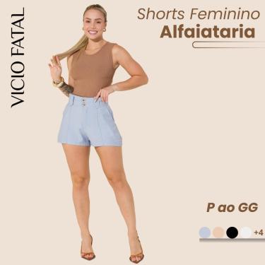Imagem de Shorts Feminino de Alfaiataria Bolso Cargo Pantalona Despojado Elegante e Casual Moderno-Feminino