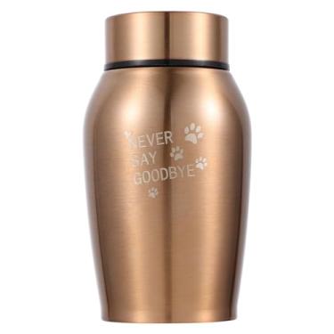 Imagem de Zerodeko Urna para Animais de Estimação Em Aço Inoxidável, para Cinzas de Cães E Gatos, Caixa Memorial para Cremação, Recipiente para Guardar Lembranças, Dourada, 13,2 Cm (5,2 Polegadas).